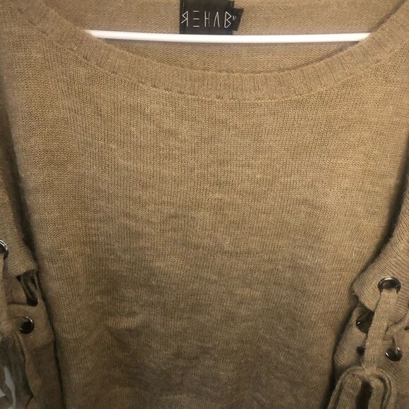 Rehab tie sleeves tan crop sweater 0131 - Picture 2 of 6